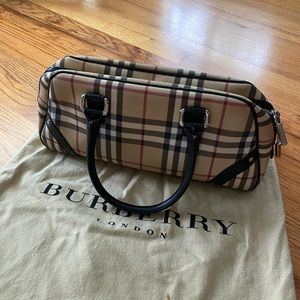 Burberry Nova Check Black Trim Satchel Bag